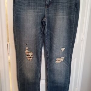 White House Black Market Blue Skinny Jeans Distressed